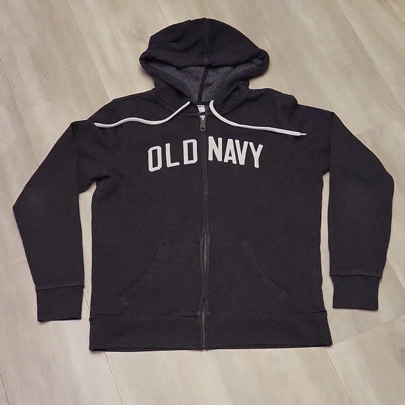 🛍Old Navy Full Zip Charcoal Grey Drawstring Hooded Sweatshirt Womens Size S - Picture 1 of 6